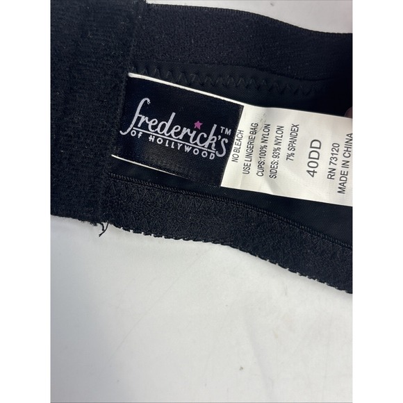 Frederick's Of Hollywood Black Lace Under Wire Bra Lined 40DD NWT Voluptuous - Picture 5 of 7
